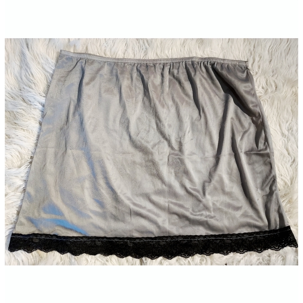 3/$20 Silver Half Slip with Black Lace